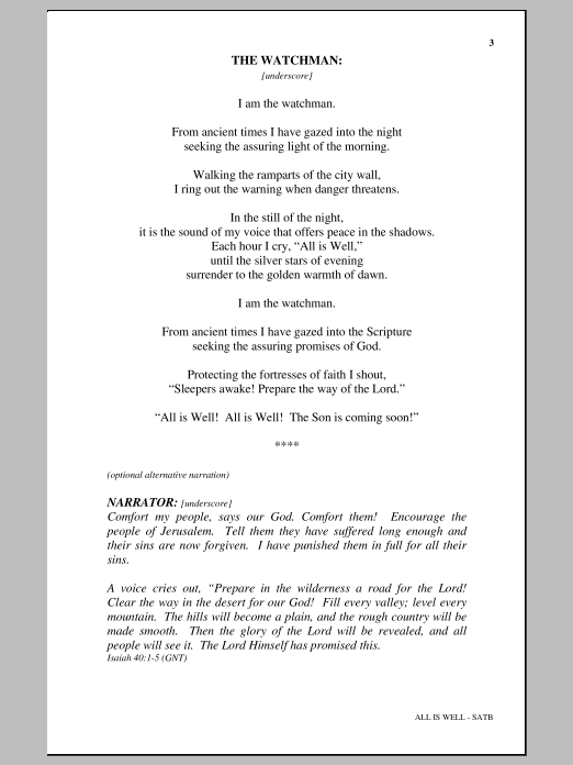 Product picture to:  All Is Well - Michael Barrett & David Angerman