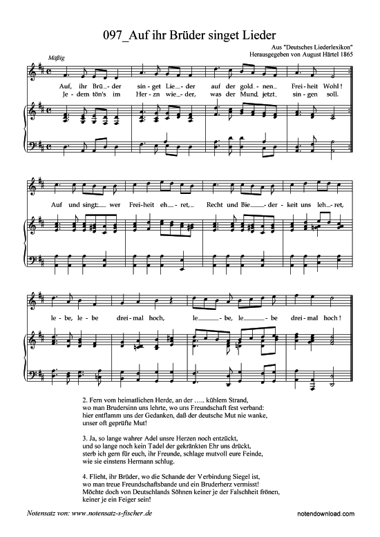Product picture to: Auf ihr Brüder singet Lieder Aus "Deutsches Liederlexikon" A. Härtel (1865)