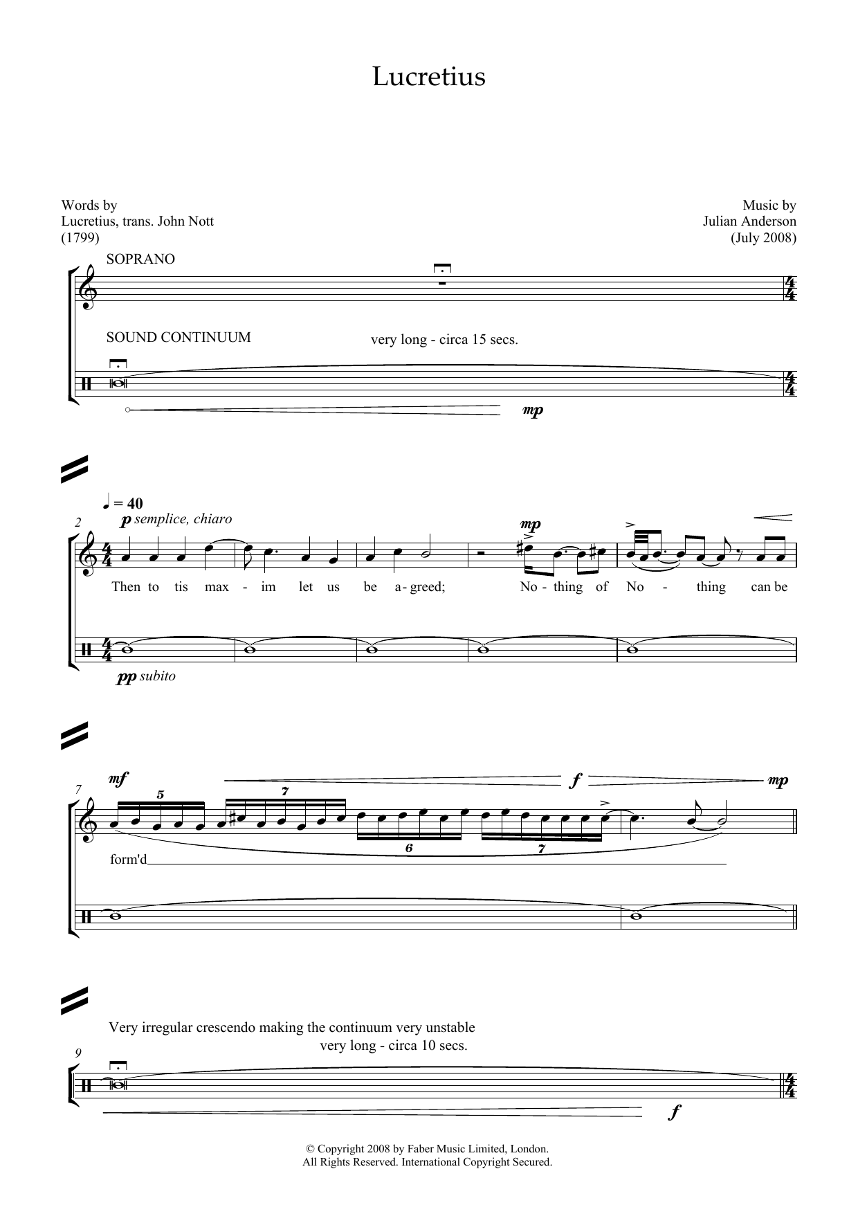 Produktgalerie: Seite 1 von 1 Lucretius (for soprano and percussion), Julian Anderson, Gesang, Klavier