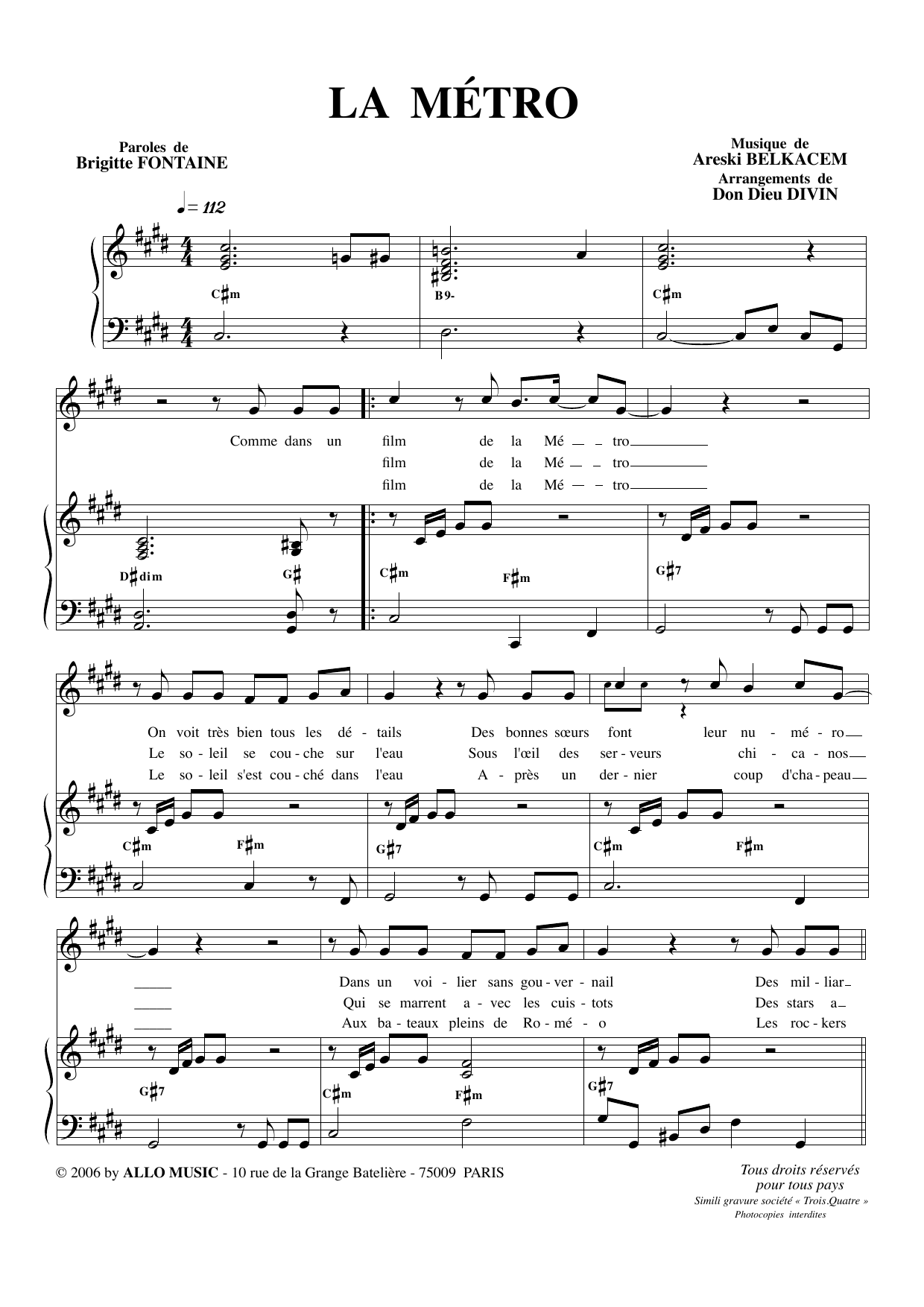 Product picture to: La Métro (arr. Don Dieu Divin)
