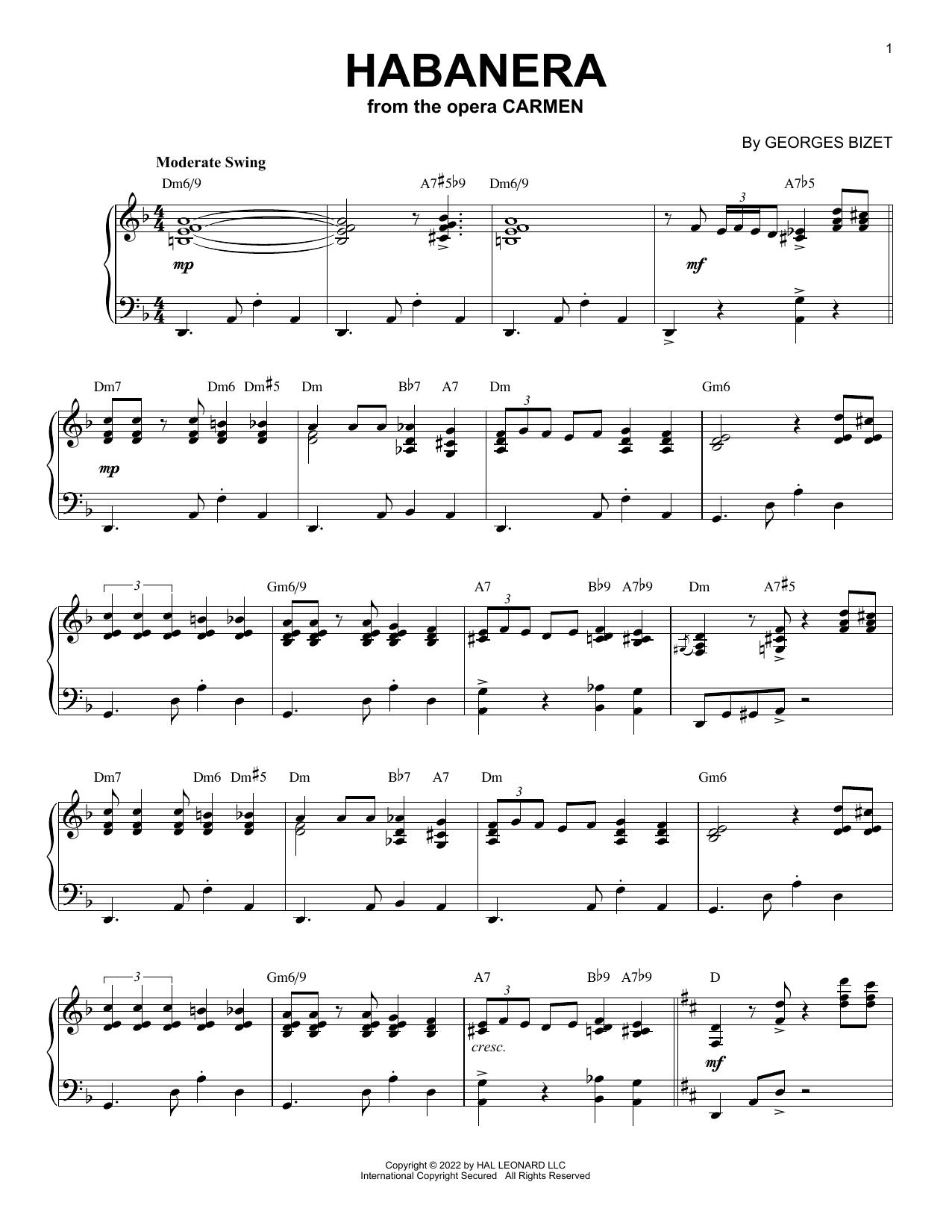 Product picture to: Habanera [Jazz version] (arr. Brent Edstrom)