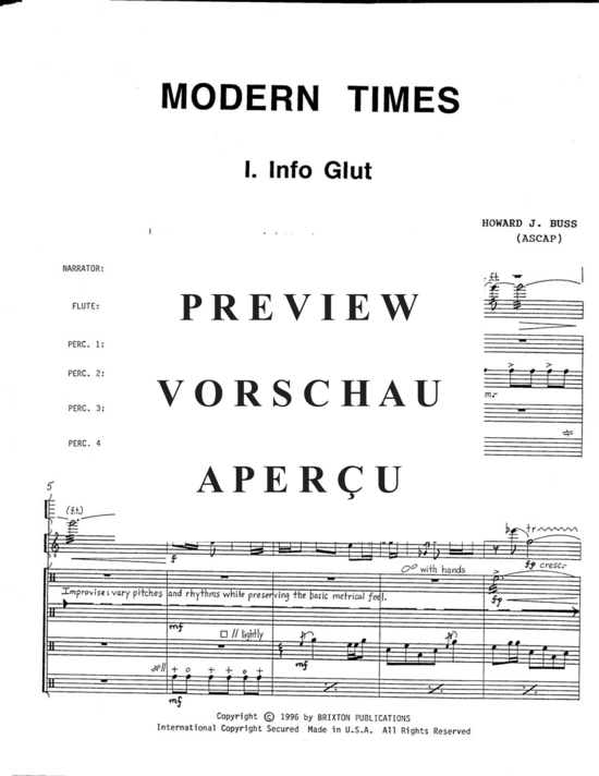 gallery: Modern Times , , (Erzähler, Flöte/Piccolo/Altflöte und 4 Schlagzeuger)