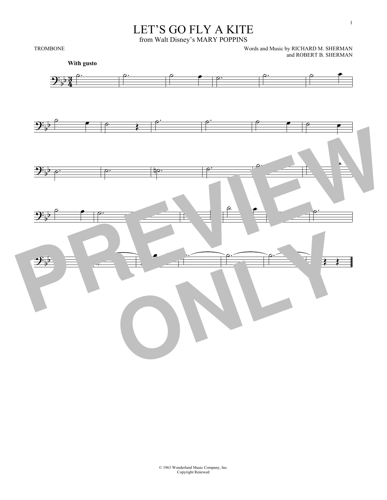 Product gallery: Page 1 of 1 Let's Go Fly A Kite (from Mary Poppins), Sherman Brothers