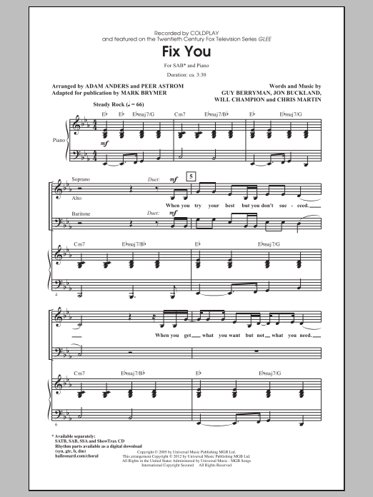 Produktgalerie: Seite 1 von 1 Fix You, Glee Cast, Chor