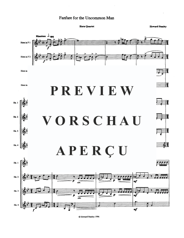 Produktgalerie: Seite 3 von 8 Fanfare For An Uncommon Man, , Horn Quartett