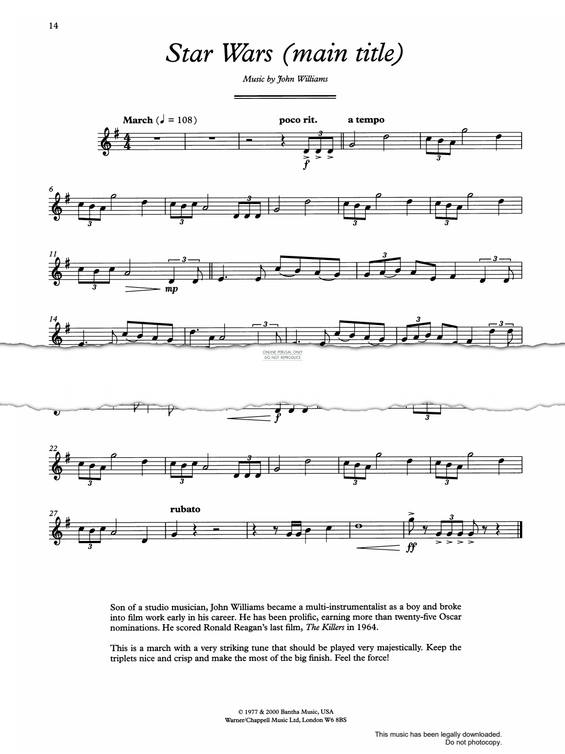 Produktgalerie: Seite 1 von 1 Star Wars (Main Theme), John Williams, Flöte, Klavier