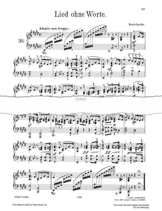 Produktgalerie: Seite 1 von 1 Lied ohne Worte in E major, Felix Mendelssohn, Klavier
