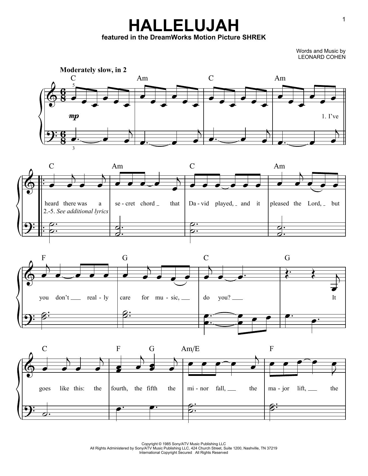 Produktgalerie: Seite 1 von 1 Hallelujah, Leonard Cohen, Klavier