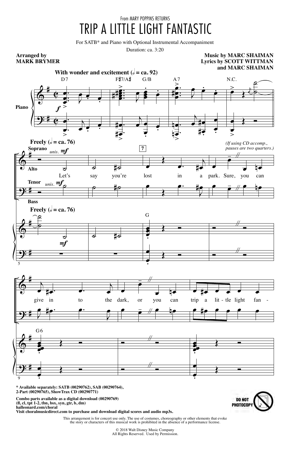 Produktbild zu: Trip A Little Light Fantastic (from Mary Poppins Returns) (arr. Mark Brymer)