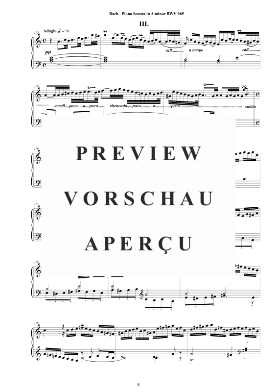 Produktgalerie: Seite 9 von 11 Klavier Sonate in A-Moll BWV 965 - nach Johann Adam Reincken, , Klavier Solo