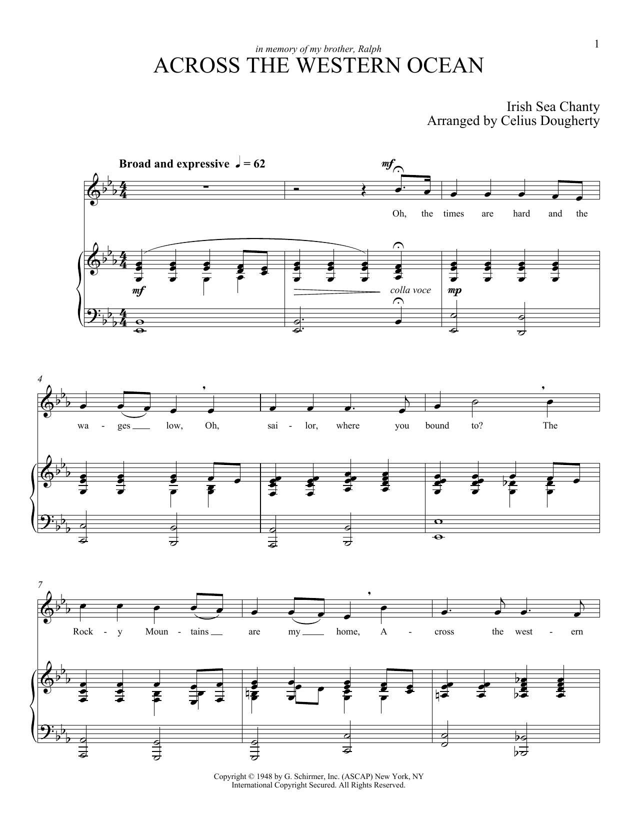 Product picture to: Across The Western Ocean (Five Sea Chanties, No. 3)