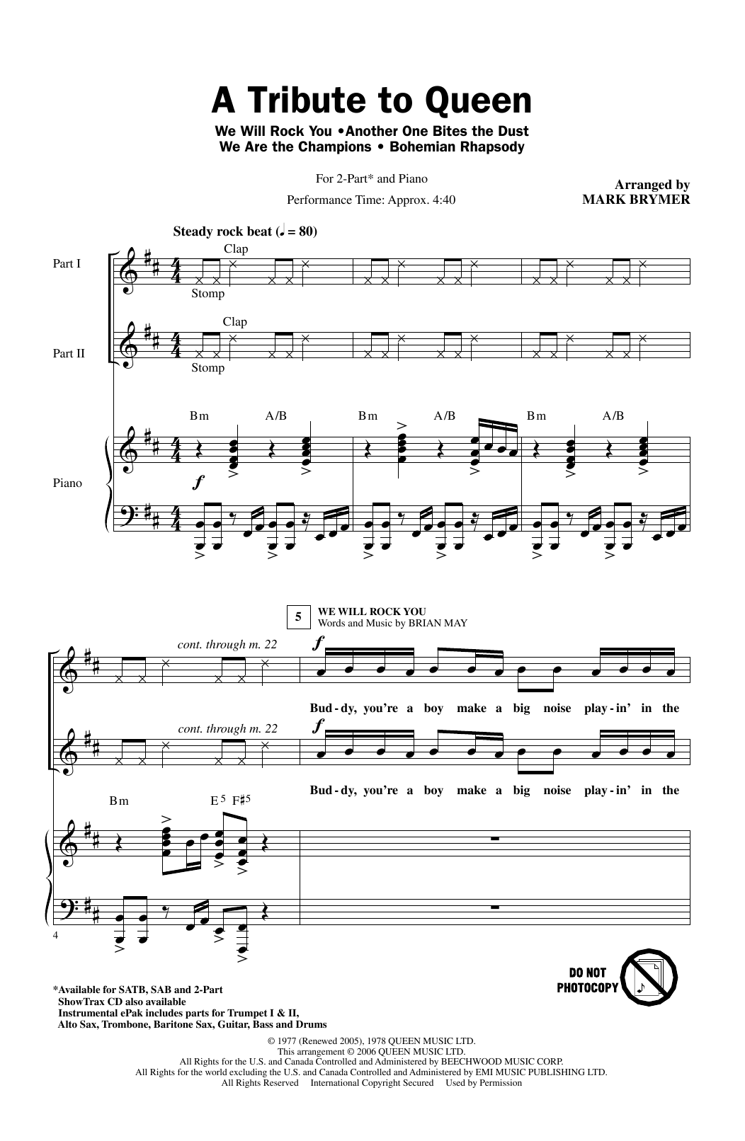 Product picture to: A Tribute To Queen (Medley) (arr. Mark Brymer)