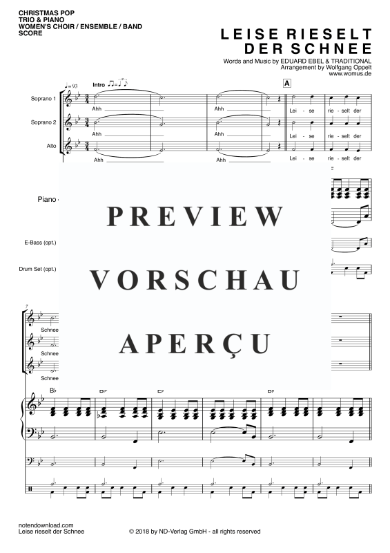Produktgalerie: Seite 4 von 11 Leise rieselt der Schnee, , Frauenchor/Ensemble SAA und Klavier - E-Bass und Drum Set optional