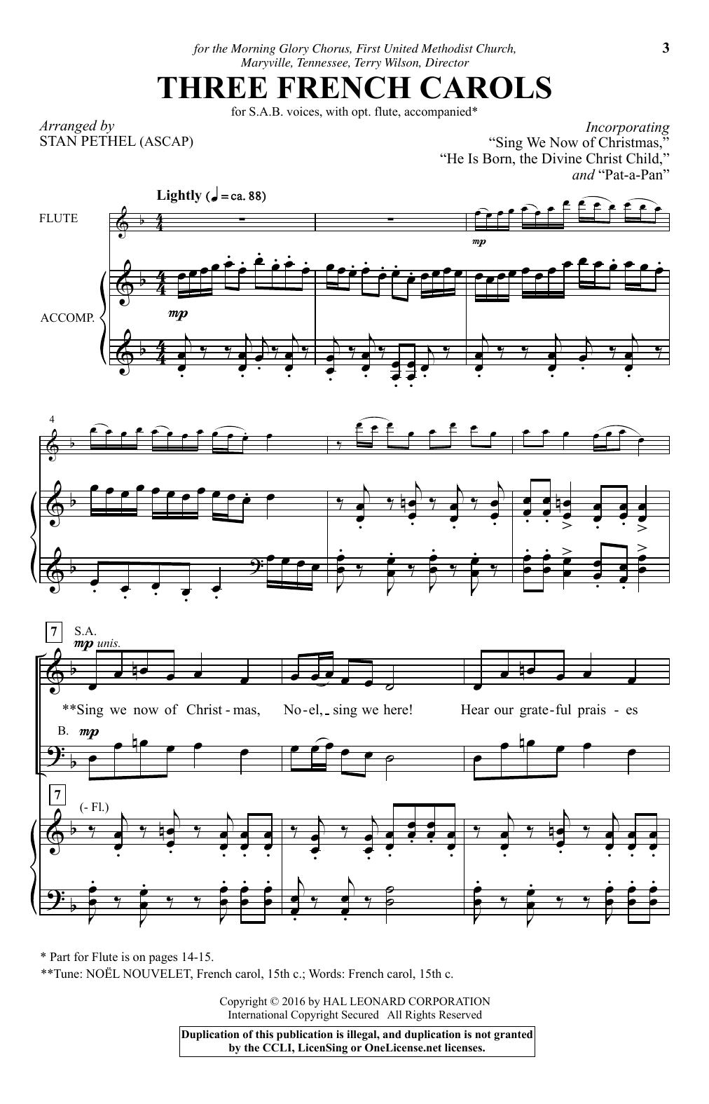 Product gallery: Page 1 of 1 Three French Carols, Stan Pethel