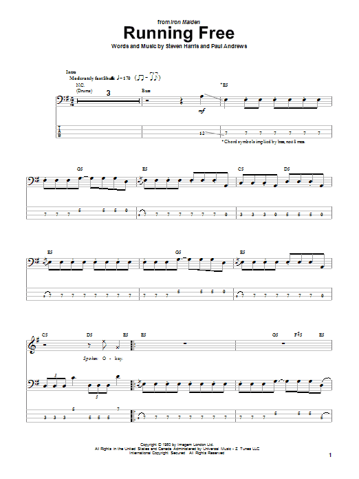 Produktgalerie: Seite 1 von 1 Running Free, Iron Maiden, E-Bass