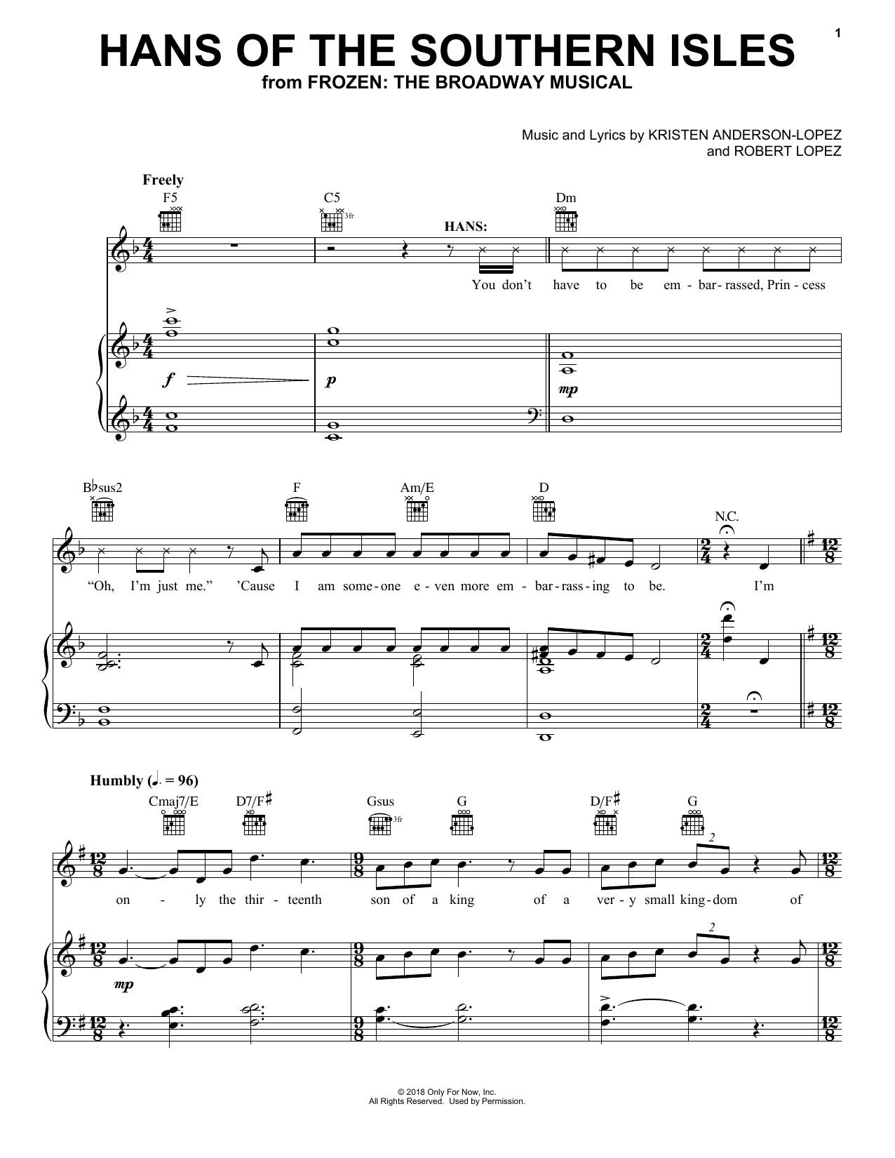 Produktbild zu: Hans Of The Southern Isles (from Frozen: The Broadway Musical)