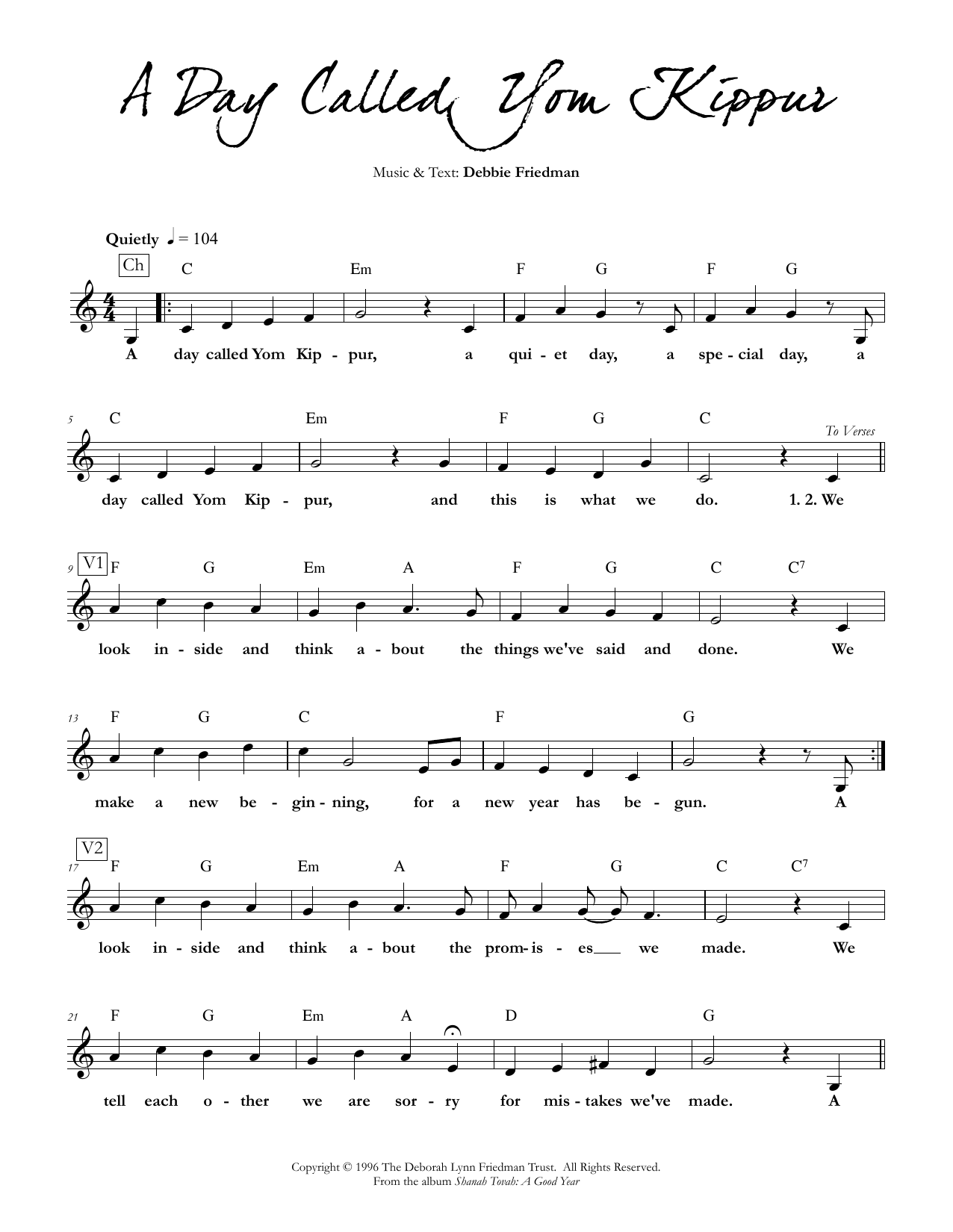Product gallery: Page 1 of 1 A Day Called Yom Kippur, Debbie Friedman
