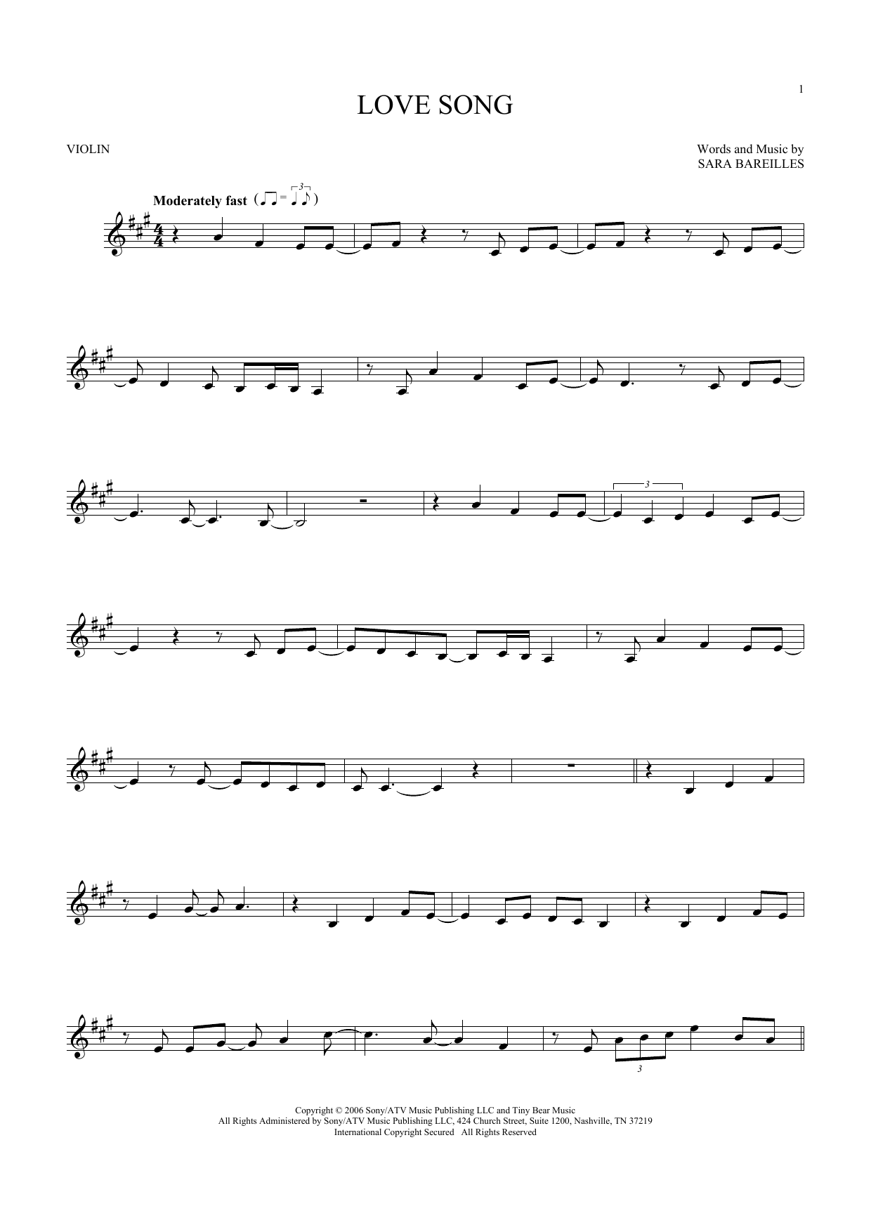 Product gallery: Page 1 of 1 Love Song, Sara Bareilles