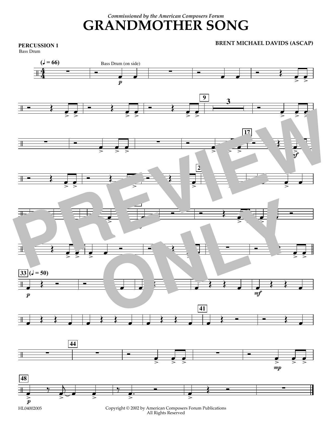 Produktgalerie: Seite 1 von 1 Grandmother Song - Percussion 1, Brent Michael Davids, Ensemble