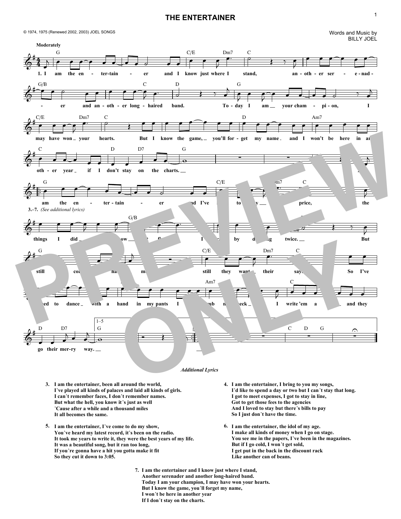 Product picture to:  The Entertainer - Billy Joel