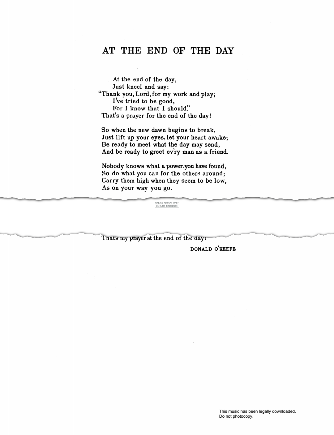 Product gallery: Page 1 of 1 At The End Of The Day, Donald O'Keefe