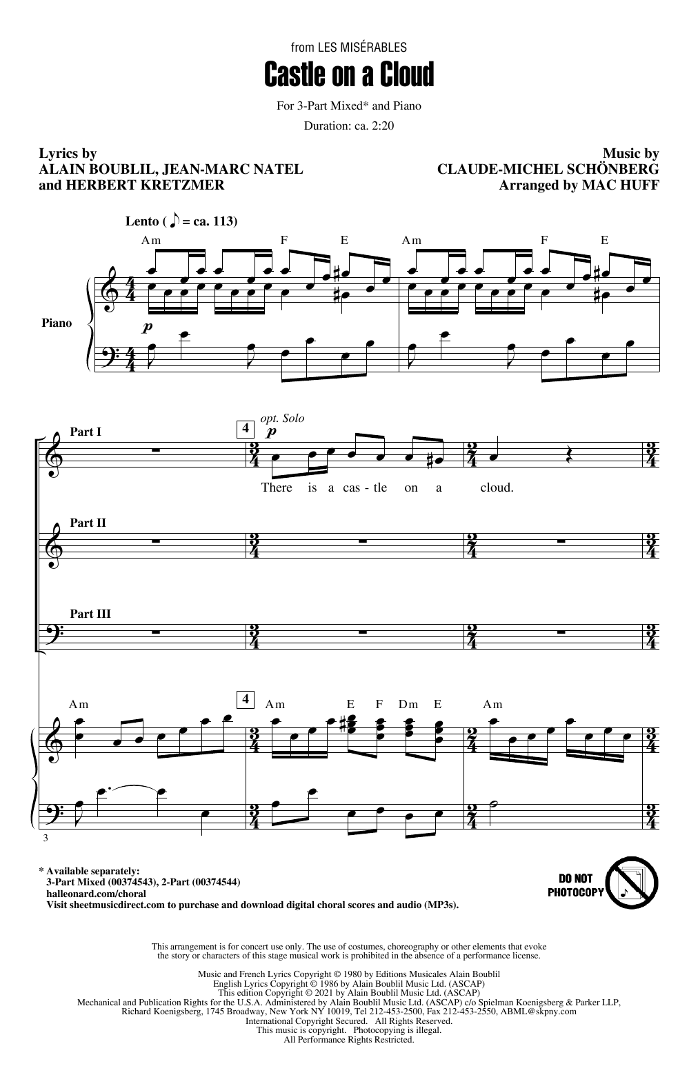 Product picture to: Castle On A Cloud (from Les Miserables) (arr. Mac Huff)