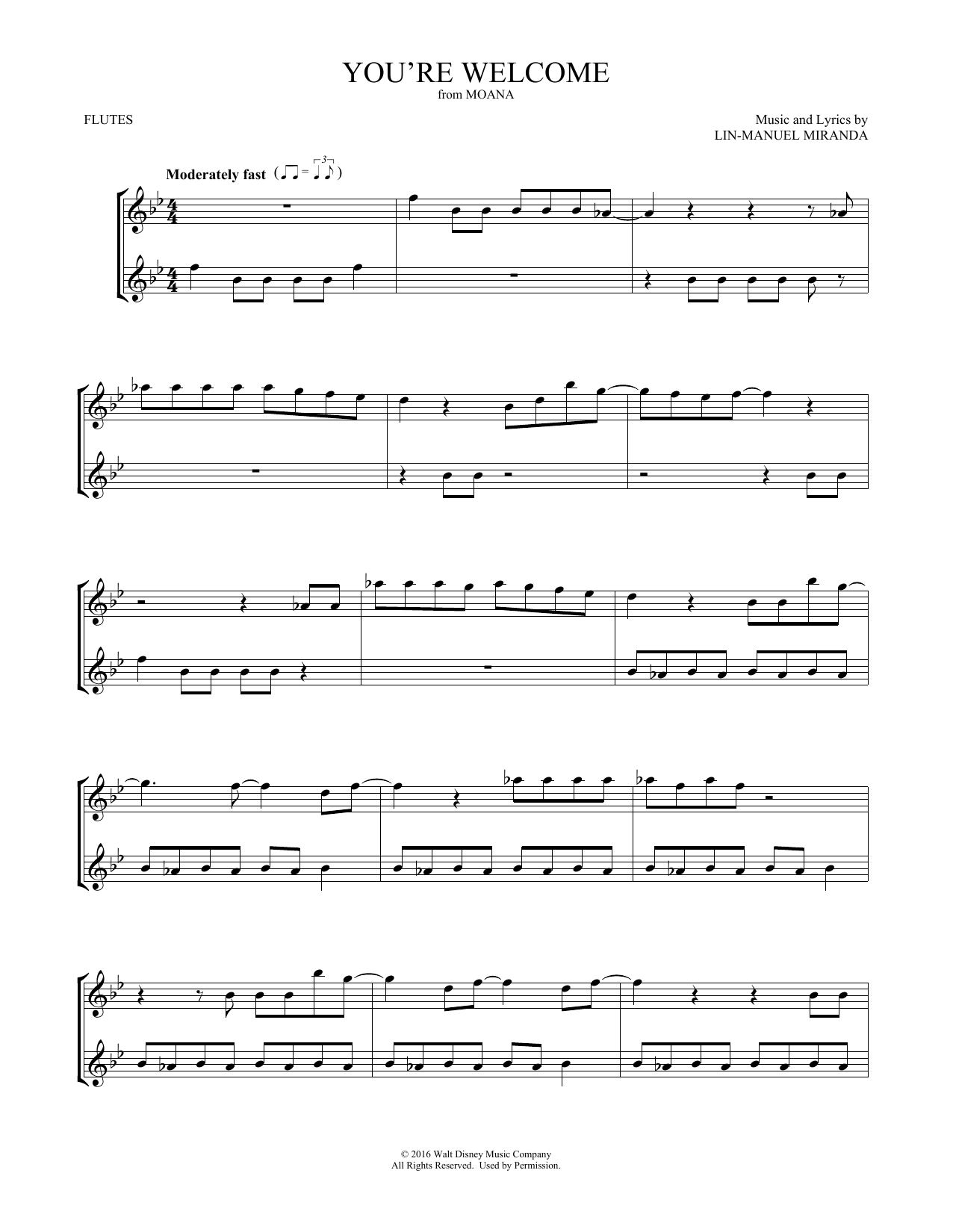 Product gallery: Page 1 of 1 You're Welcome (from Moana) (arr. Mark Phillips), Lin-Manuel Miranda
