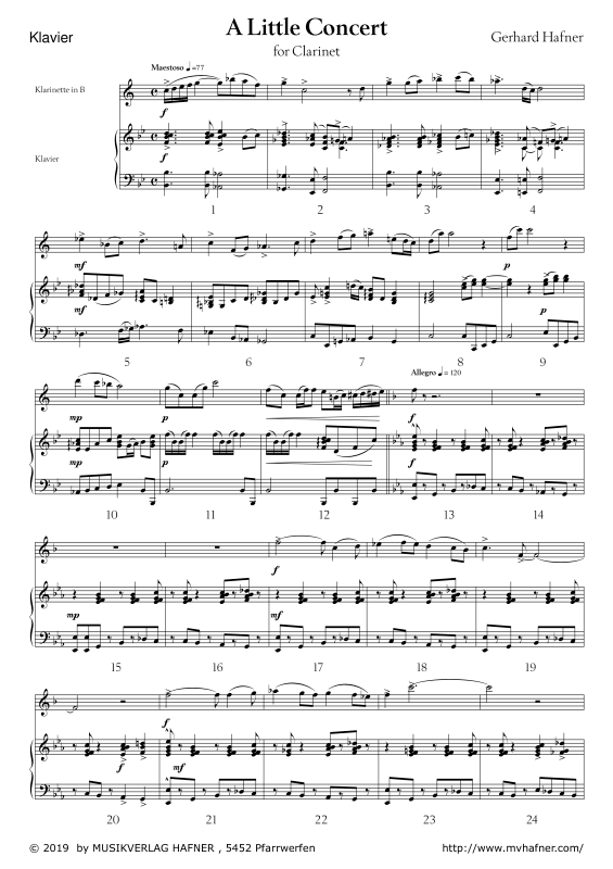 Product gallery: Page 1 of 11 A Little Concert, , (clarinet in Bb and piano)