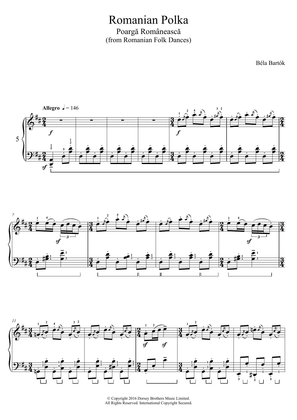Product gallery: Page 1 of 1 Romanian Polka (from Romanian Folk Dances), Béla Bartók