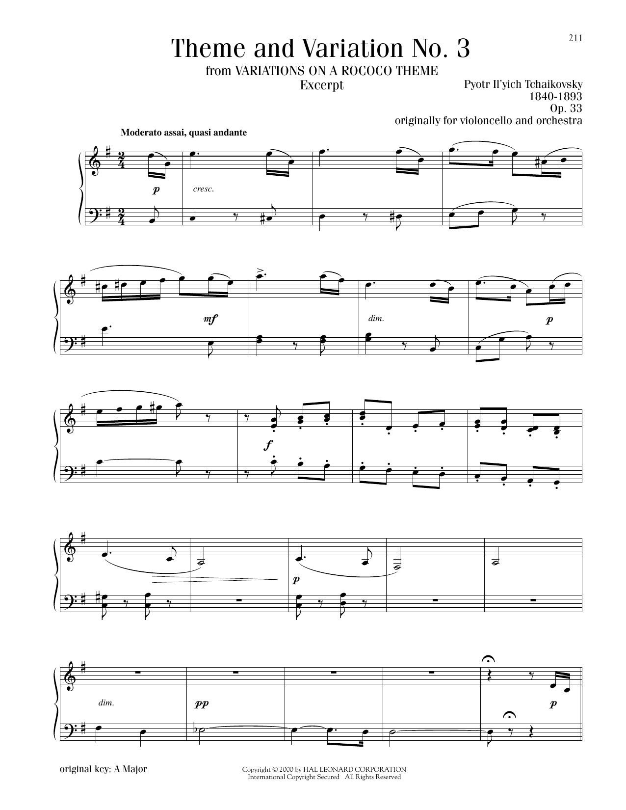 Produktbild zu: Theme And Variation No. 3, Op. 33
