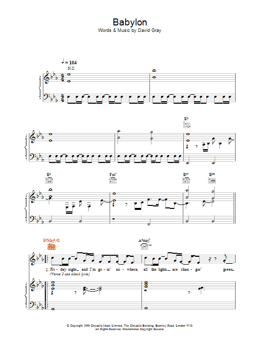 Produktgalerie: Seite 1 von 1 Babylon, David Gray, Gesang, Gitarre, Klavier