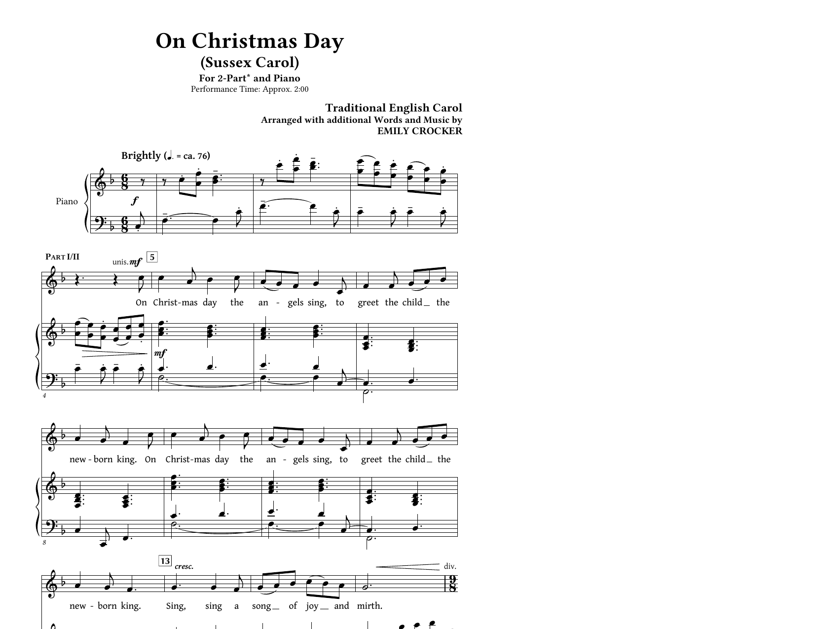 Produktbild zu: On Christmas Day (Sussex Carol)