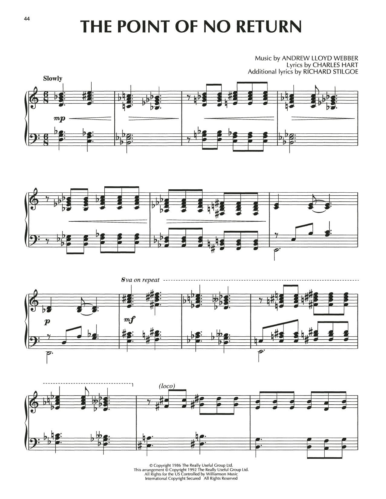 Produktgalerie: Seite 1 von 1 The Point Of No Return (from The Phantom Of The Opera), Andrew Lloyd Webber, Klavier
