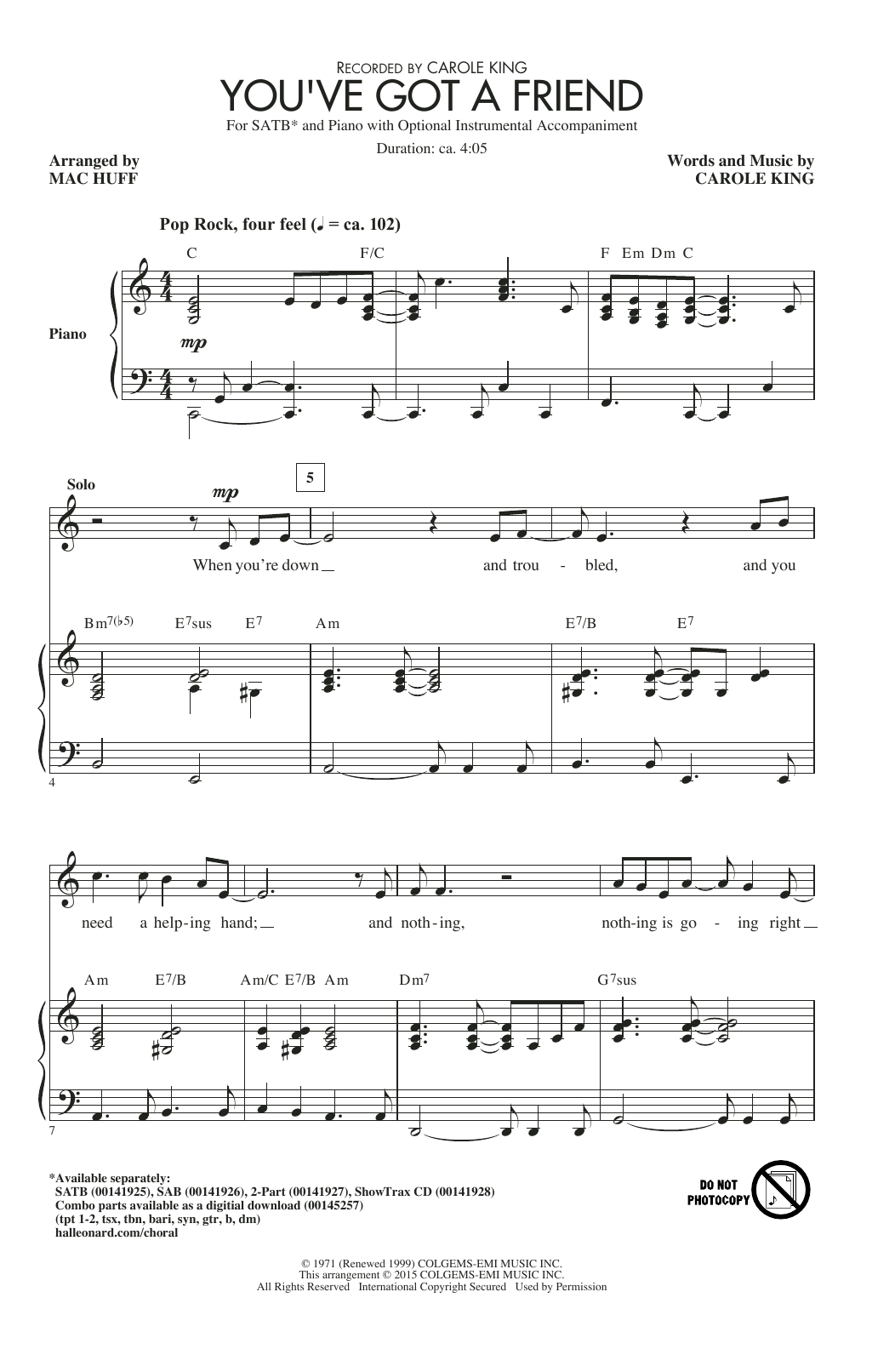 Product picture to: You've Got A Friend (arr. Mac Huff)