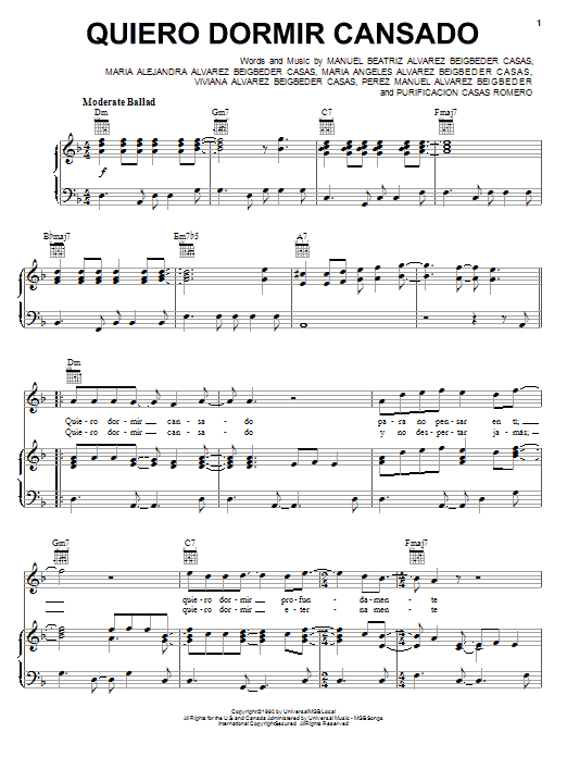 Produktgalerie: Seite 1 von 1 Quiero Dormir Cansado, Perez Manuel Alvarez Beigbeder, Gesang, Gitarre, Klavier