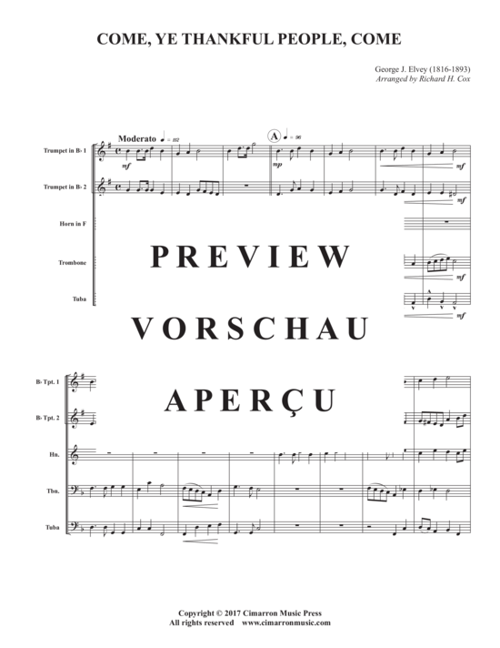 Produktgalerie: Seite 3 von 10 Come, Ye Thankful People Come , , (Blechbläserquintett)
