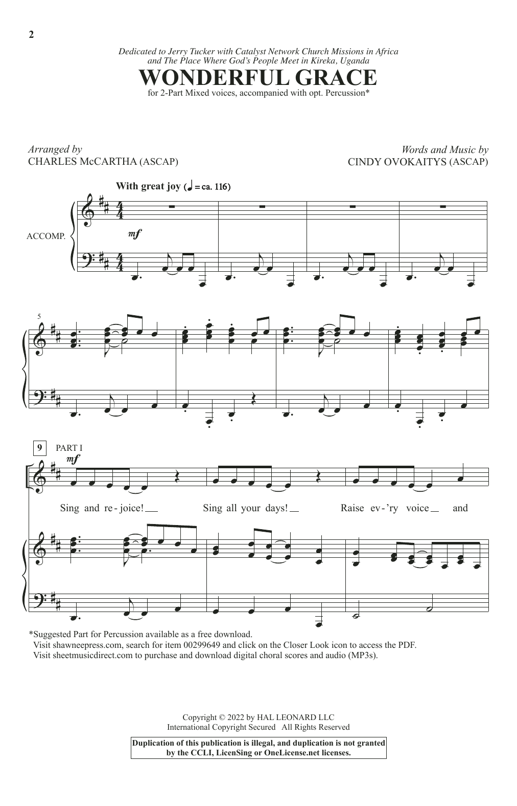 Product picture to: Wonderful Grace (arr. Charles McCartha)