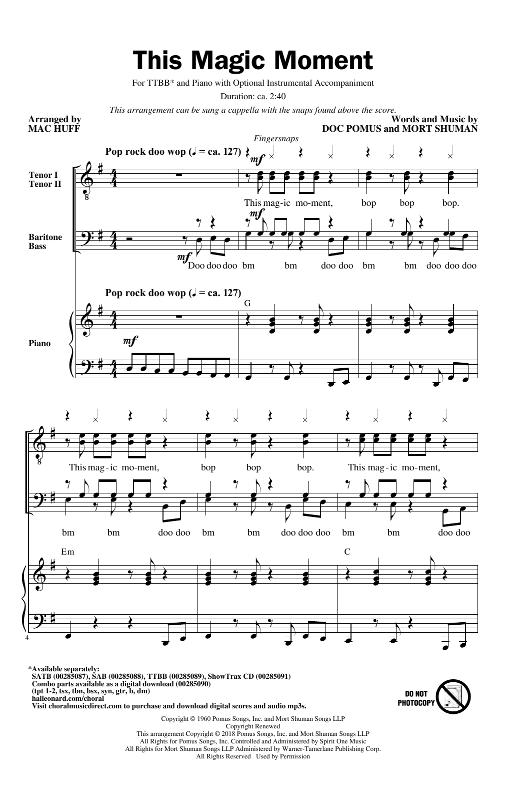 Produktbild zu: This Magic Moment (arr. Mac Huff)