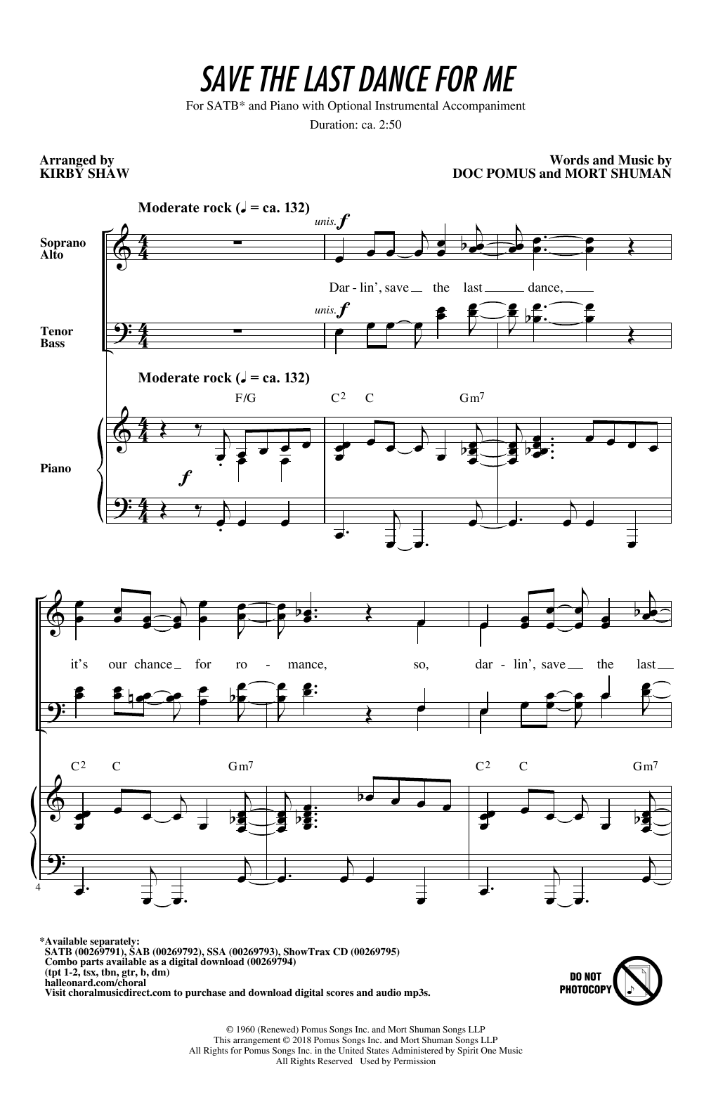 Produktgalerie: Seite 1 von 1 Save The Last Dance For Me (arr. Kirby Shaw), The Drifters, Chor