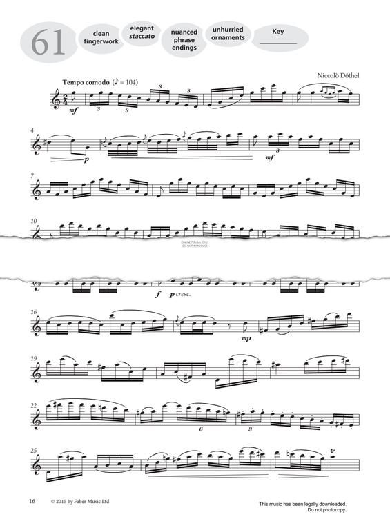 Product gallery: Page 1 of 1 Study No.61 'Tempo Comodo' (from 'More Graded Studies For Flute Book Two'), Niccolò Dôthel