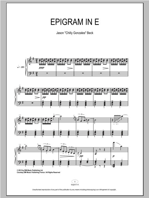 Product gallery: Page 1 of 1 Epigram In E, Chilly Gonzales