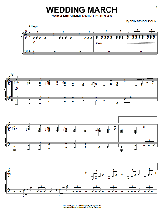 Product gallery: Page 1 of 1 Wedding March, Felix Mendelssohn