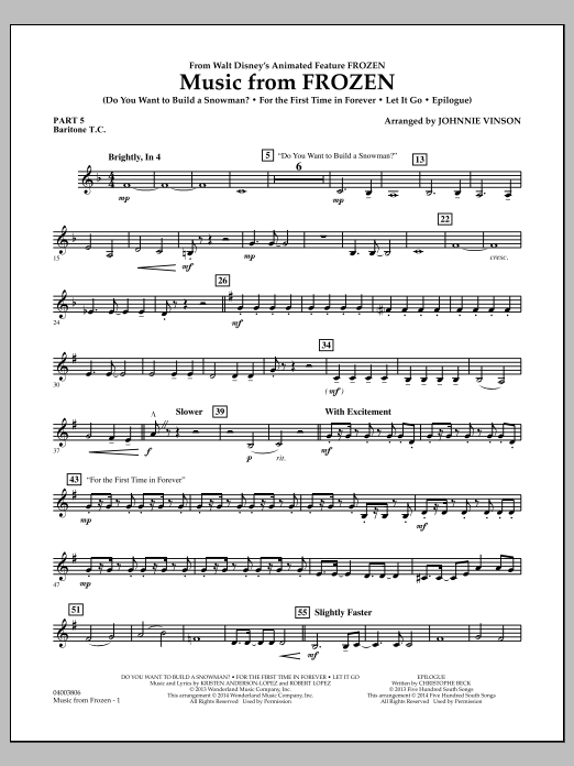 Produktbild zu:  Music from "Frozen" - Pt.5 - Baritone T.C. - Johnnie Vinson