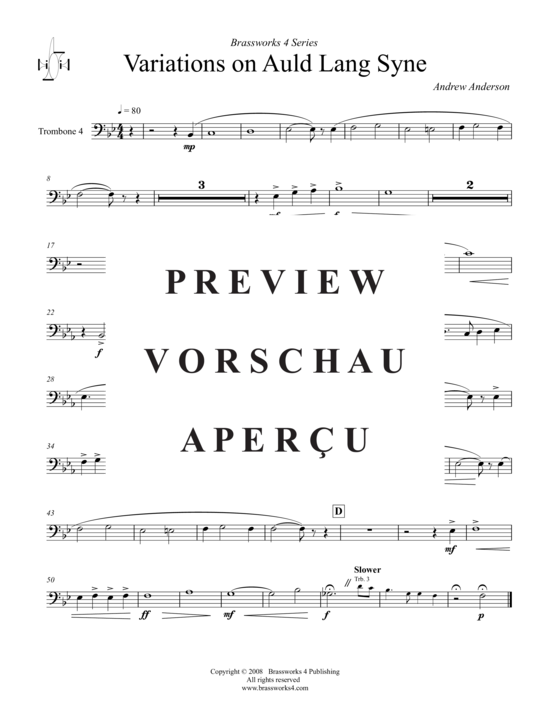 Product gallery: Page 8 of 9 Variations on Auld Lang Syne , , (Trombone Ensemble)