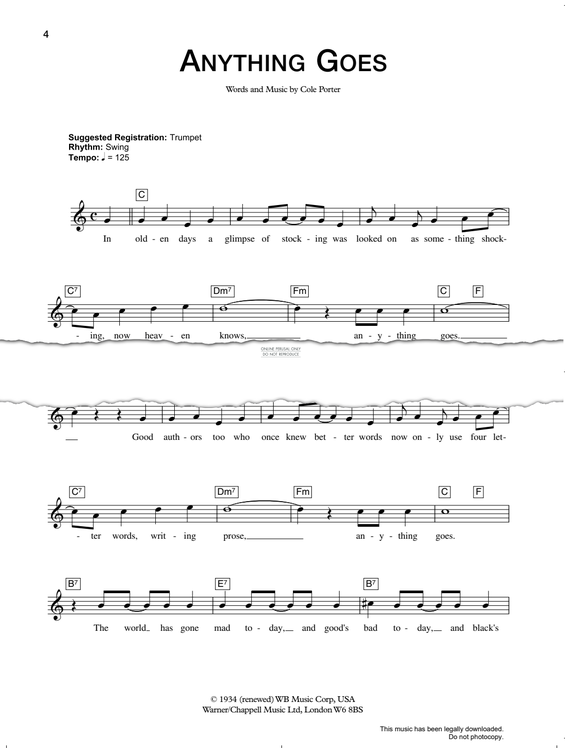 Produktgalerie: Seite 1 von 1 Anything Goes, Cole Porter, Gesang, Gitarre, Keyboard