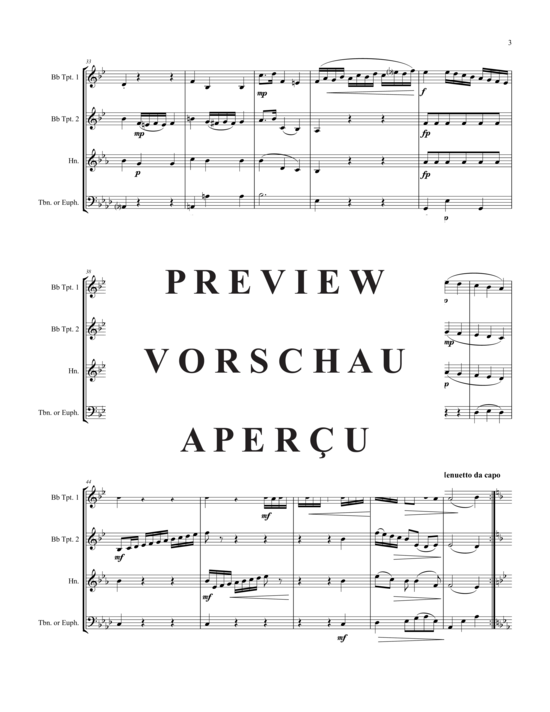Produktgalerie: Seite 4 von 10 Menuetto I aus Serenade in D, , (2xTrompete in B, Horn in F, Posaune)