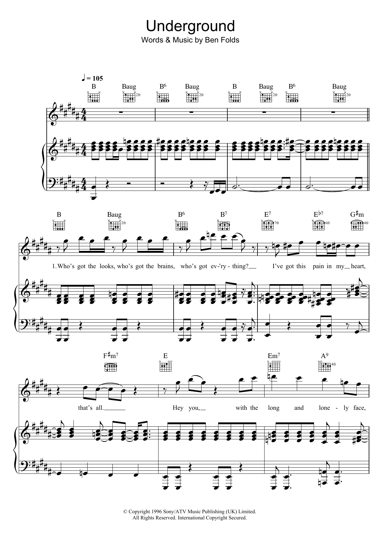Produktgalerie: Seite 1 von 1 Underground, Ben Folds Five, Gesang, Gitarre, Klavier