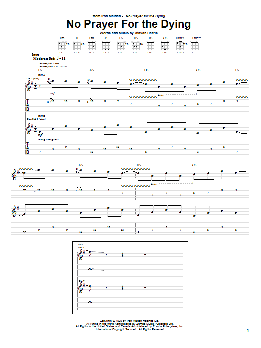 Produktgalerie: Seite 1 von 1 No Prayer For The Dying, Iron Maiden, Gitarre