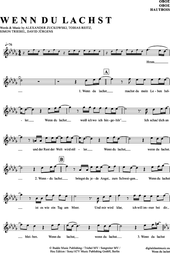Produktgalerie: Seite 1 von 4 Wenn Du Lachst , Fischer, Helene, (Oboe)