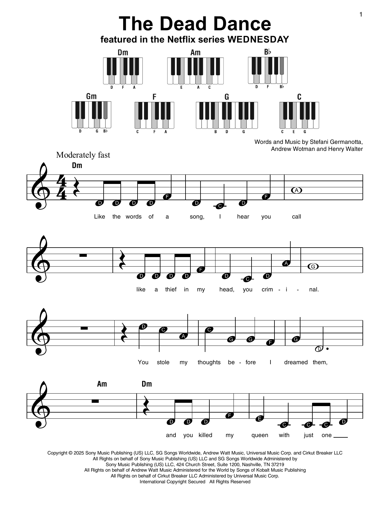 Produktgalerie: Seite 1 von 1 The Dead Dance (from Wednesday), Lady Gaga, Klavier